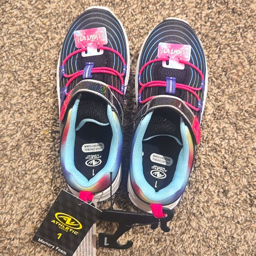 Athletic works,size 1,pink,purple, black......